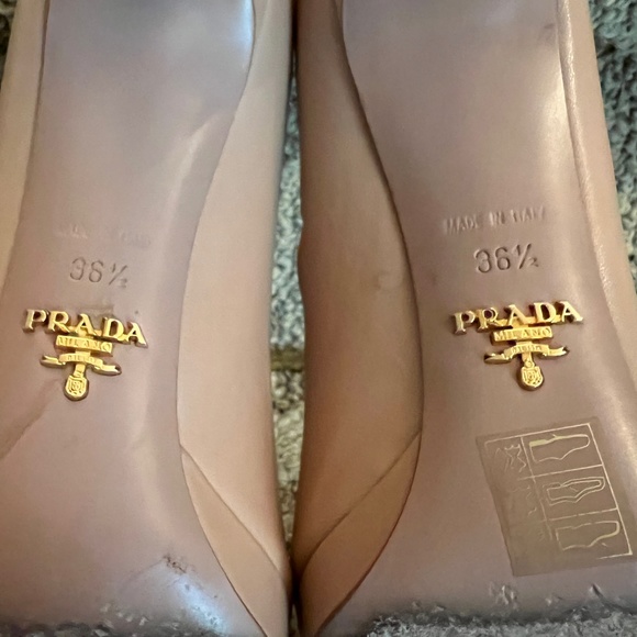 Prada Platform Heels Pumps Size 36.5 or 6.5 in Nude Scuffed Toe - Picture 7 of 8